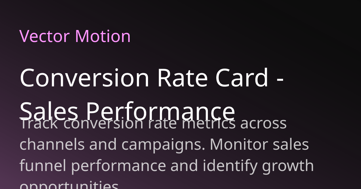 Conversion Rate Card - Sales Performance | VectorMotion