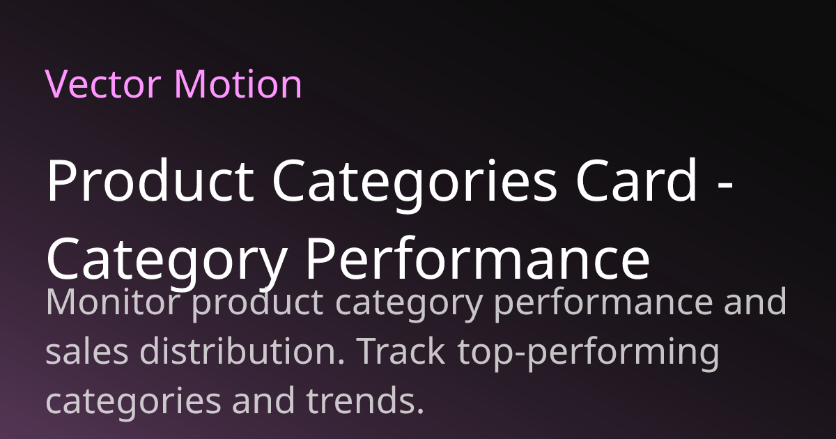 Product Categories Card - Category Performance | VectorMotion